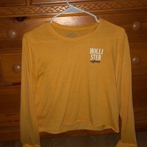 yellow long sleeved crop top from hollister